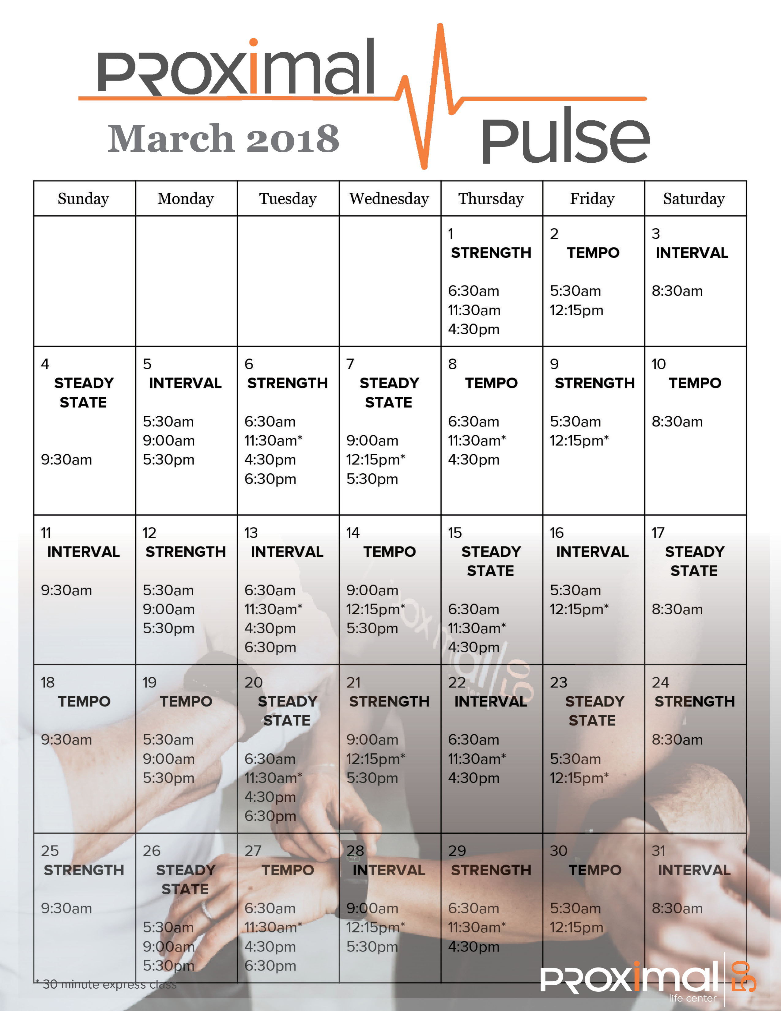 March Pulse Schedule page 1 - Proximal50
