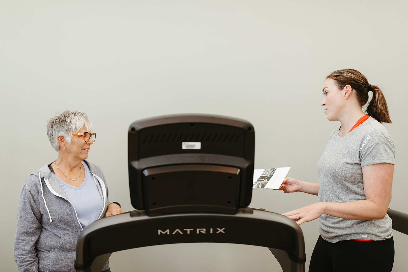 Matrix Treadmill Demo at P50 Equipment Customer testing a Matrix treadmill during a P50 Equipment event in Bismarck.